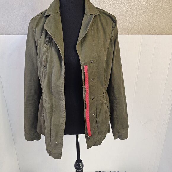 Womens Olive & Oak Olive Green 100% Cotton Utility  Jacket Sz Small  Zip O0265 - Picture 3 of 10